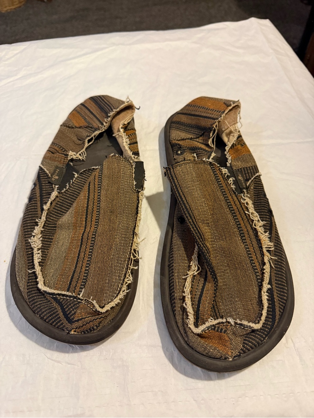 Casual Slip-On Men’s Shoes in Brown Stripe